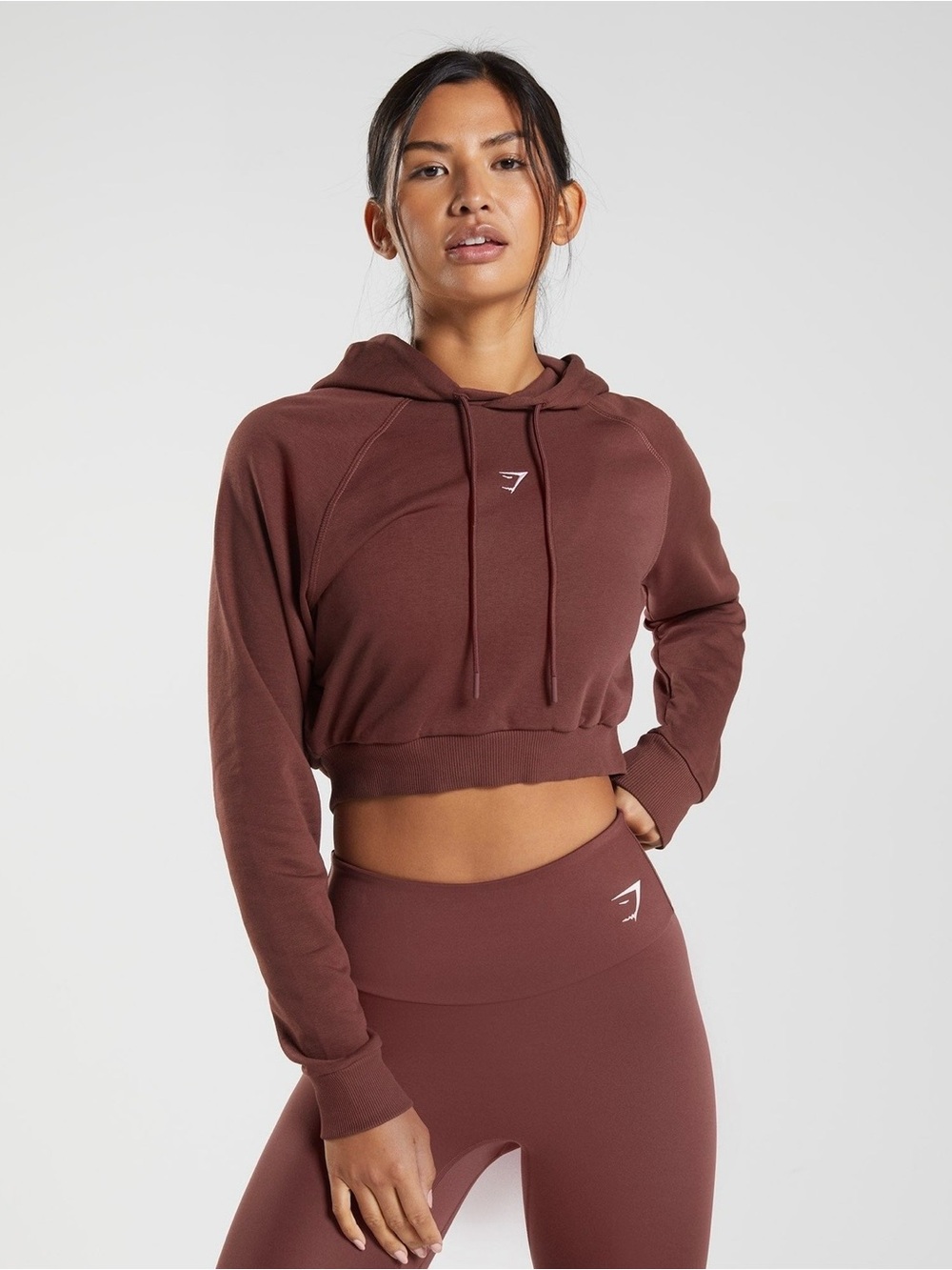 Gymshark Training Cropped Hoodie Women’s M Cherry Brown Pullover Sweatshirt